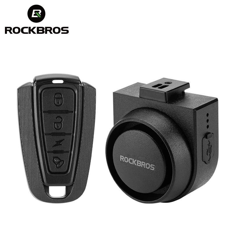 ROCKBROS Bicycle Bell Type-C Vibration Anti Theft Electric Bike Alarm Horn with Wireless Remote Control Security Alarm System