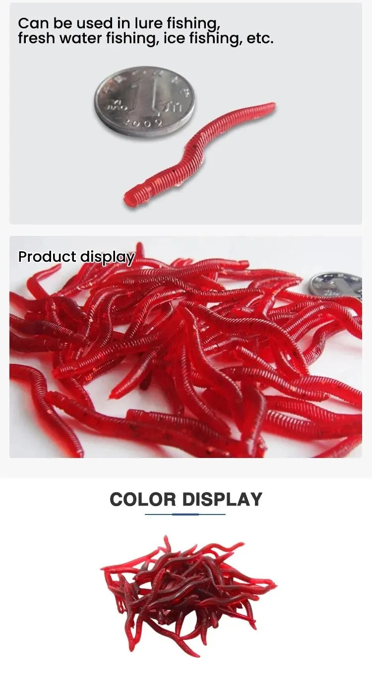 Lifelike Fishy Smell Red Soft Lures Simulation Earthworm Red Worms Artificial Fishing Lures