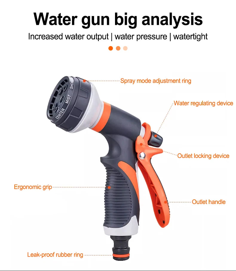 Car wash gun Spray Lawn Watering Multi-Function Car Wash High Pressure Durable Hand-Held Tools Hose Sprinkle Nozzle Garden