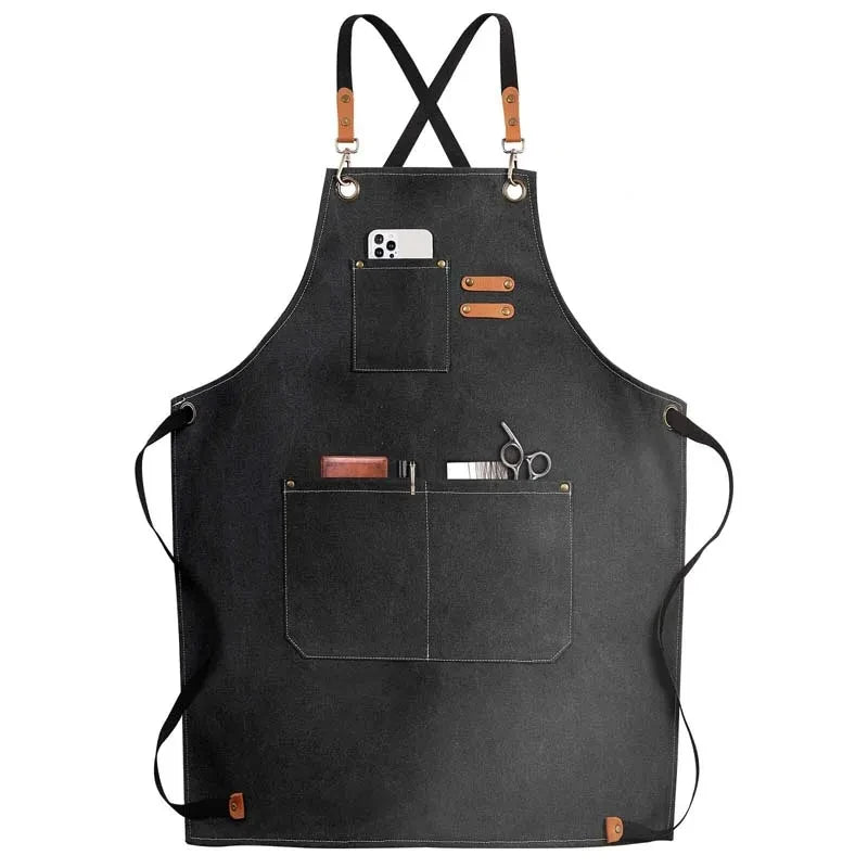 Household Canvas Apron Oil-proof Can Wipe Hands Kitchen CookingMen Women Adult with Tool Pockets Fashion Coffee Over Apron