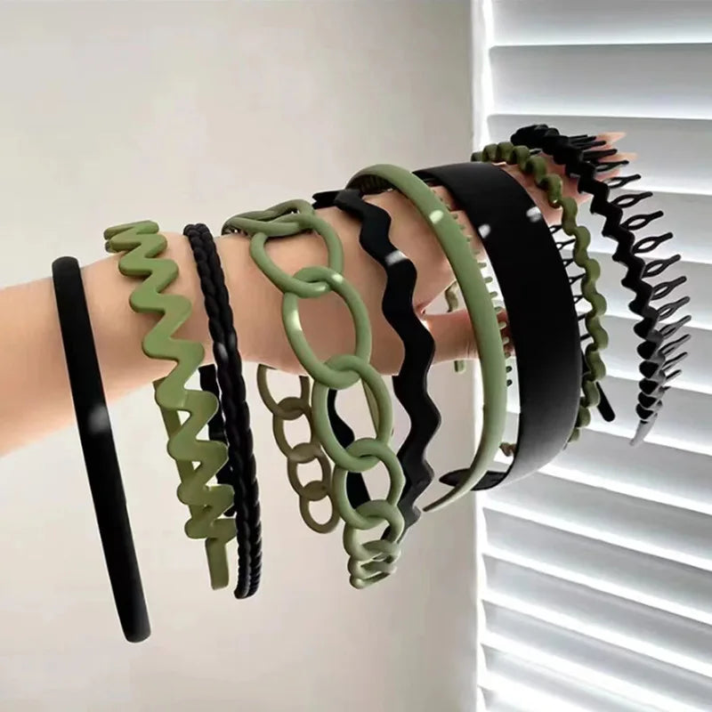 9Pcs/Set Non-slip Hair Band Hoop for Women Men Frosted Face Wash Headband Multi-style Headbands Simple Hairband Hair Accessories