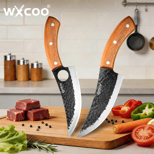 WXCOO Hand Forged Chef Knife Full Tang Butcher Knife Meat Cleaver for Cutting Meat Vegetables Kitchen Cooking Boning Knife