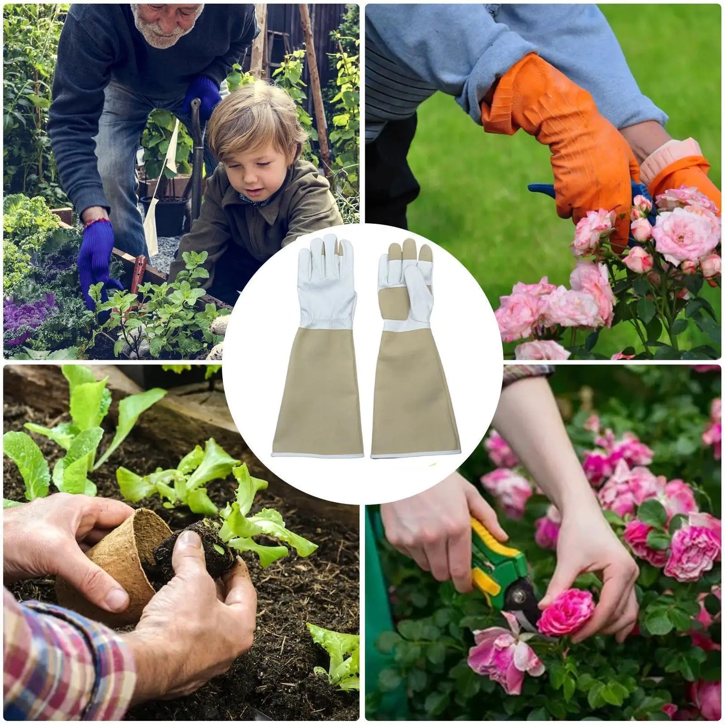 Non-Slip Beekeeping Thorn Proof Long Sleeve Gardening Pruning Gauntlet 1 Pair Work Gloves Hand Protector For Outdoor Yard Garden