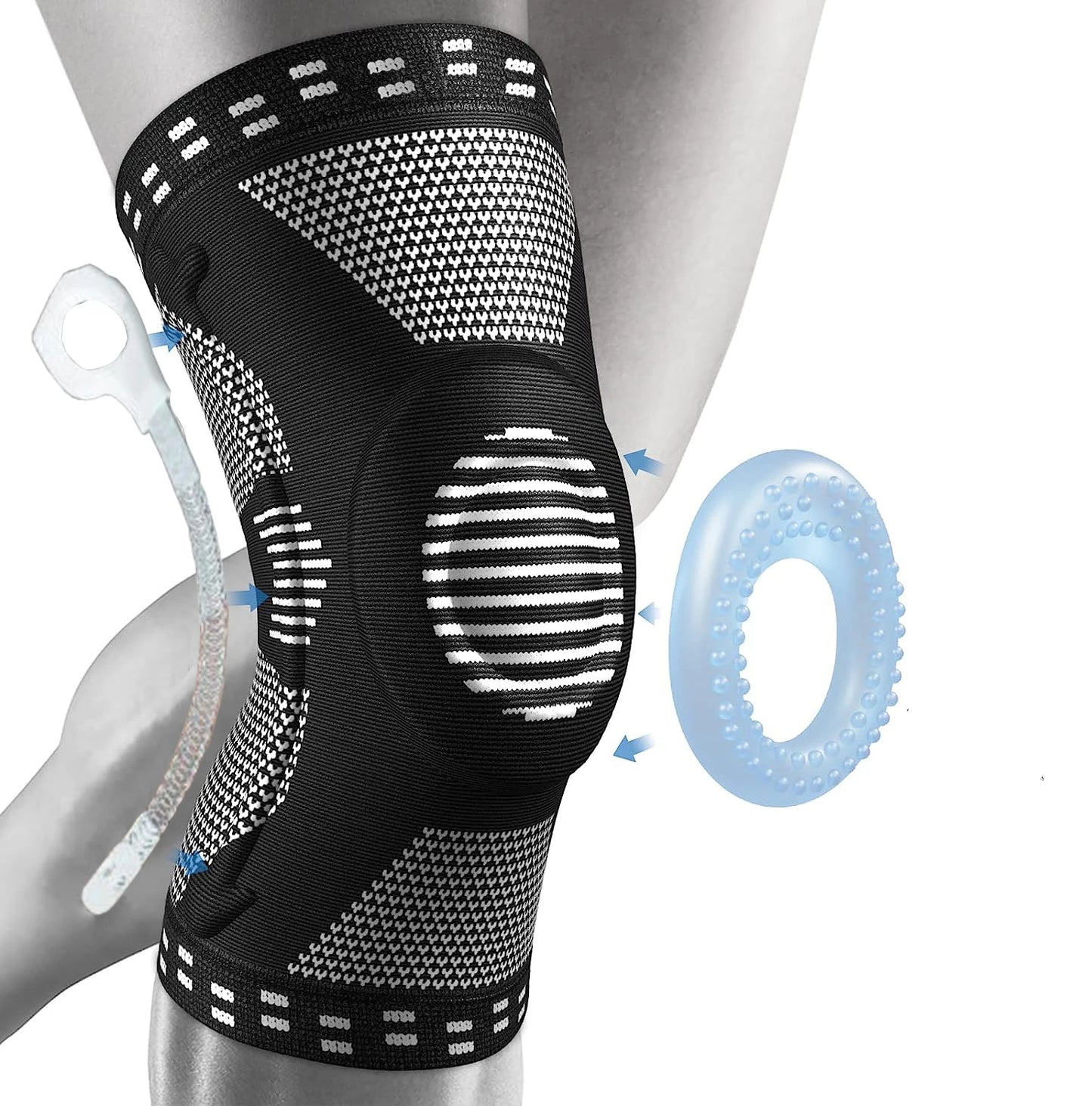 1/2Pcs Sport Compression Knee Support Brace Patella Protector Knitted Silicone Spring LegPad Cycling Running Basketball Football