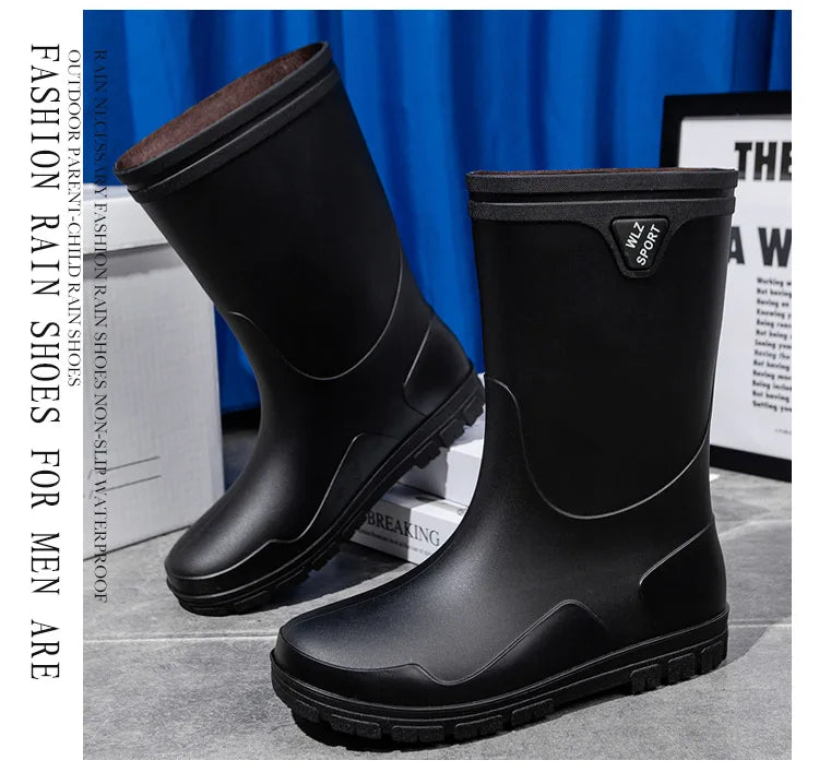 German Style Thickened Long High-Tube Rain Boots Men's Anti-Slip Outdoor Camping Fishing Snake Bite Proof Water Shoes