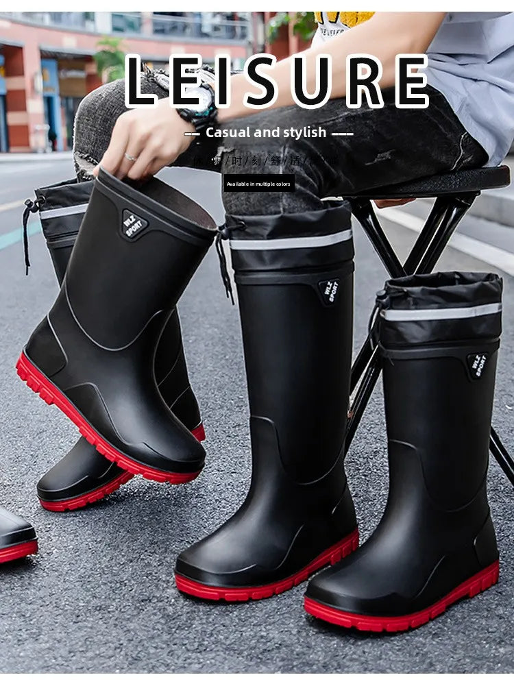 German Style Thickened Long High-Tube Rain Boots Men's Anti-Slip Outdoor Camping Fishing Snake Bite Proof Water Shoes