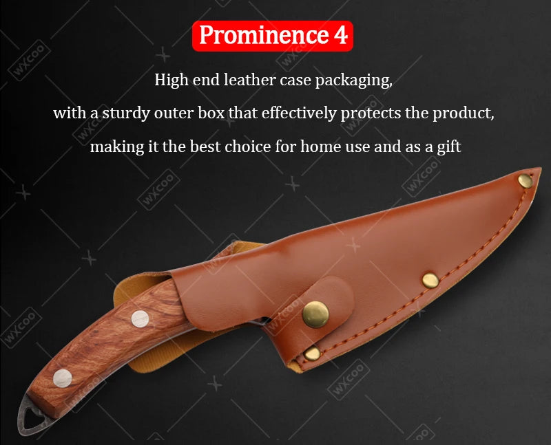 WXCOO Hand-Forged Butcher Knife Stainless Steel Kitchen Knife Full Tang Meat Cleaver Boning Chef Knife for Barbecue Cooking