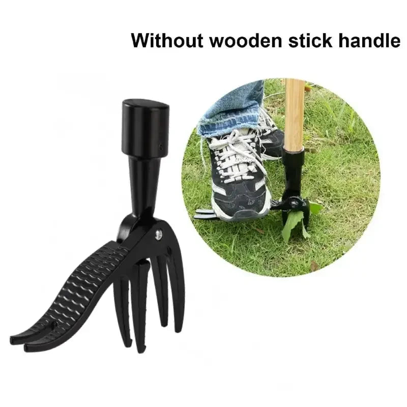 Heavy-Duty Stainless Steel 4-Prong Weed Puller, Adjustable Height Lawn with Long Handle, Sturdy Root Killer for Root Removal
