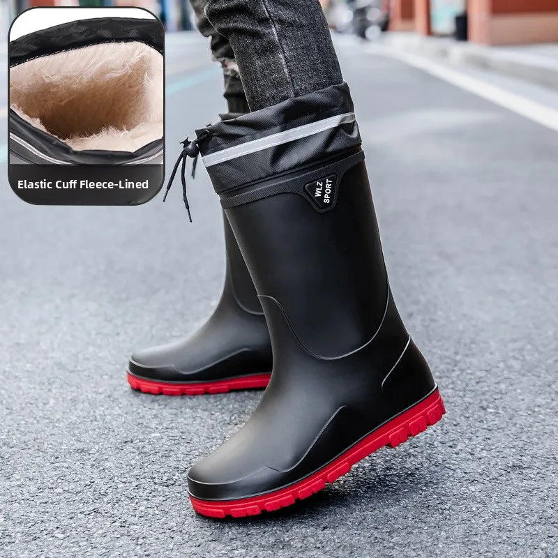 German Style Thickened Long High-Tube Rain Boots Men's Anti-Slip Outdoor Camping Fishing Snake Bite Proof Water Shoes
