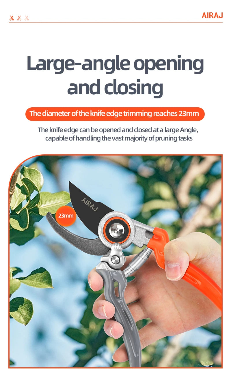AIRAJ Pruning Shears Full Category, Multi-gear Adjustment Large Opening Super Sharp Manual Trimmer Professional Garden Shears