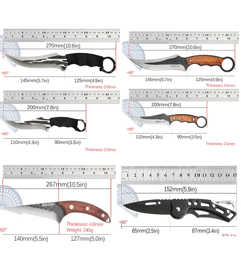 WXCOO Hand-Forged Butcher Knife Stainless Steel Kitchen Knife Full Tang Meat Cleaver Boning Chef Knife for Barbecue Cooking