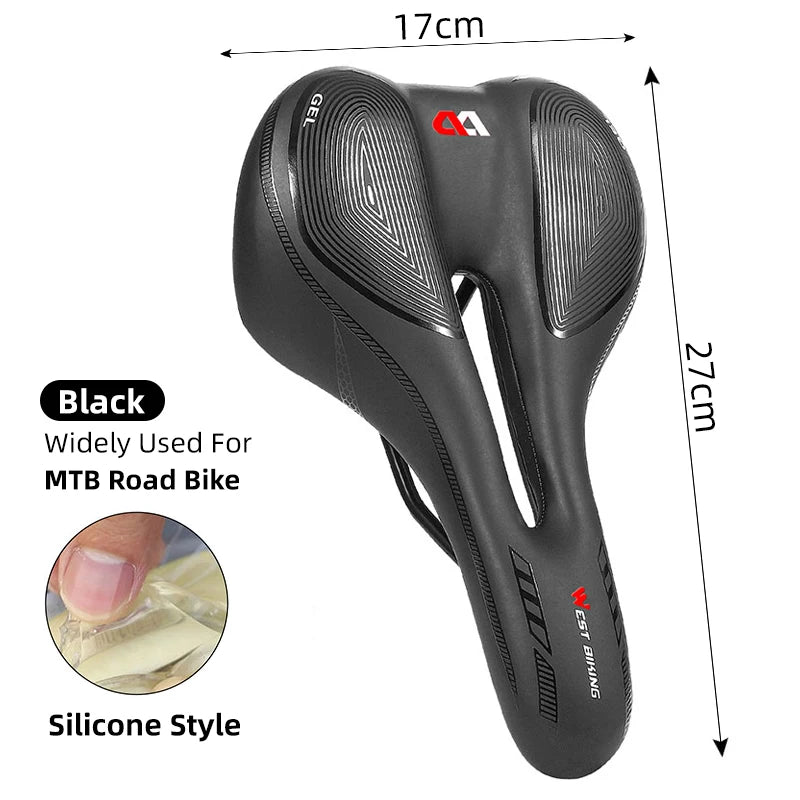 WEST BIKING MTB Bike Bicycle Saddle Rail Hollow Breathable Absorption Rainproof Soft Comfortable Sponge Casual Road Cycling Seat