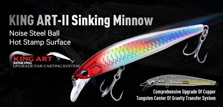 Kingdom Sinking Minnow Saltwater Fishing Lures  Crankbait  Hard Baits Good Action Wobblers Artificial Trout Lure For Sea Bass