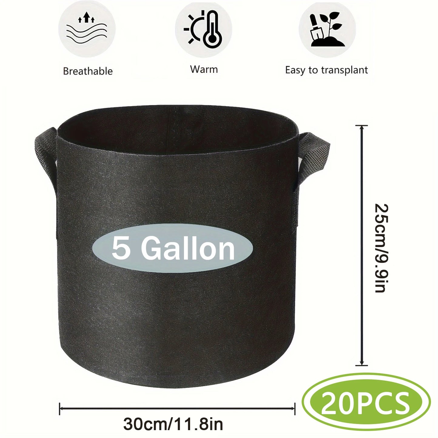 10 Gallon Grow Bags for Vegetable/Flower/Plant, 5 Gallon Aeration Fabric Pots with Handles Cloth Pots for Plants Garden Gift