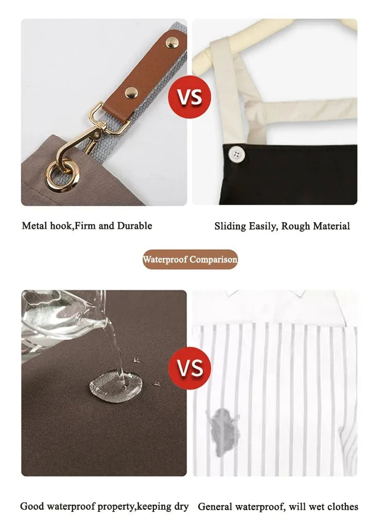 Waterproof Kitchen Apron Perfessional Kitchen Apron Restaurant Shop Waiter Work Uniform Women/Men With Pockets Cleaning Pinafore