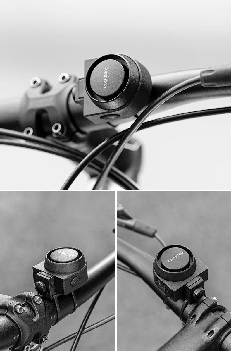 ROCKBROS Bicycle Bell Type-C Vibration Anti Theft Electric Bike Alarm Horn with Wireless Remote Control Security Alarm System
