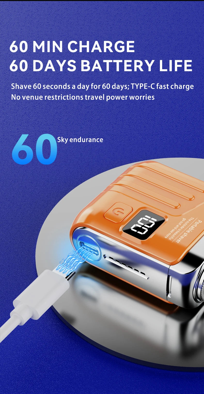 Mini Portable Electric Shaver for Men, USB Rechargeable Dual Blades Beard Trimmer, Wet & Dry Use Face Razor for Home Travel