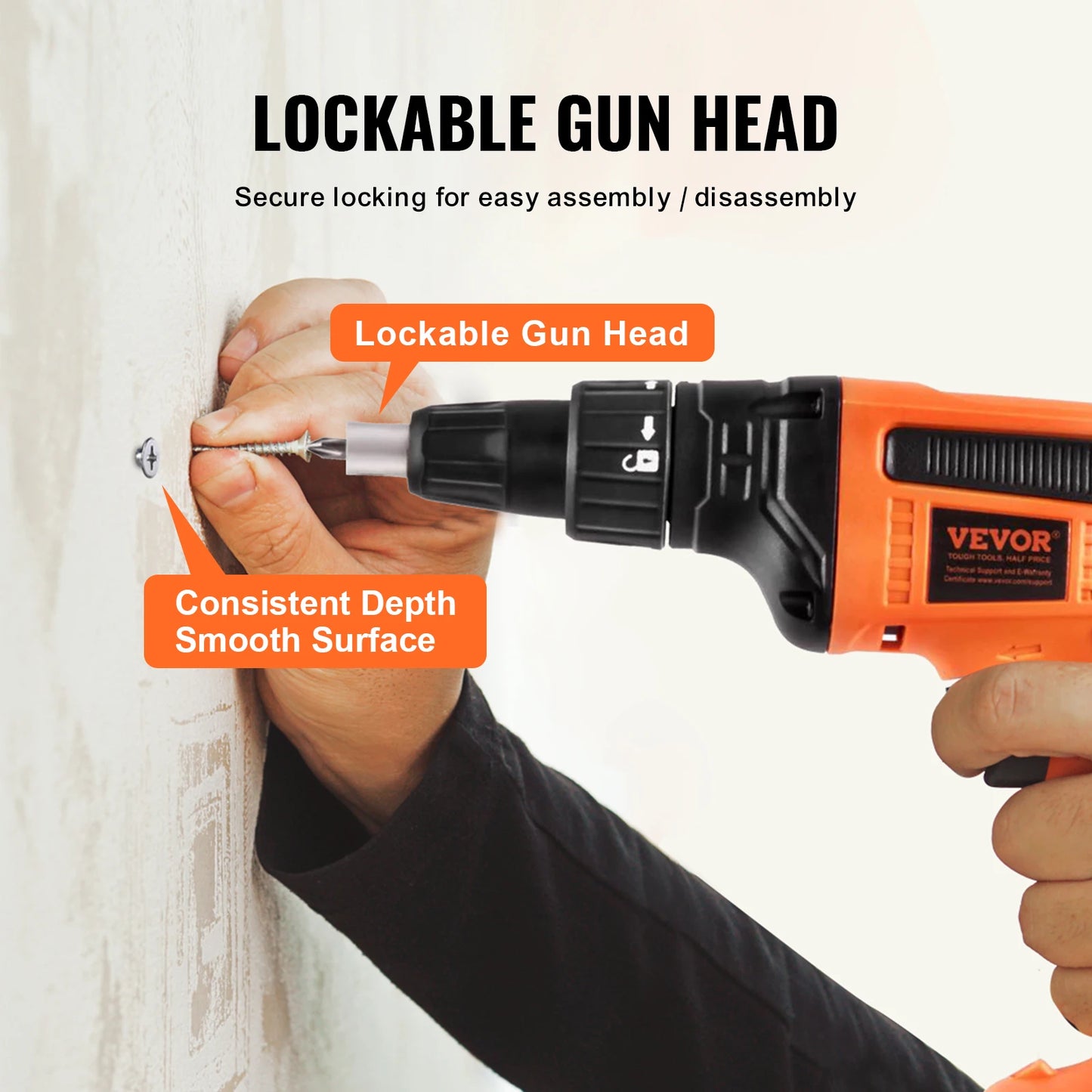 SucceBuy Drywall Screw Gun 20V Max Drywall Screwgun 4200RPM Brushles Cordless Drywall Kit Reverse Adjustable Built-in LED Light