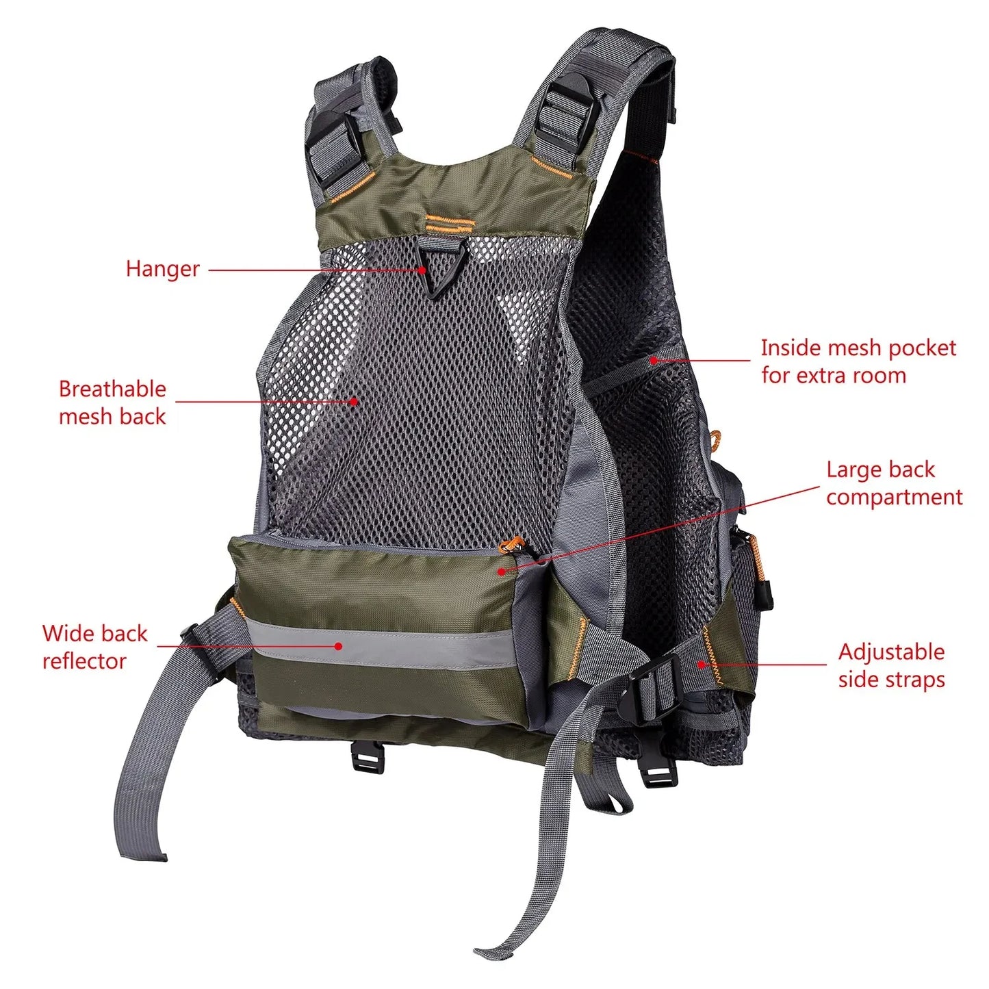 Breathable Fishing Vest Outdoor Sports Mountaineering Hiking Cycling Adjustable Fly Fishing Swim Vest Fishing Tackle
