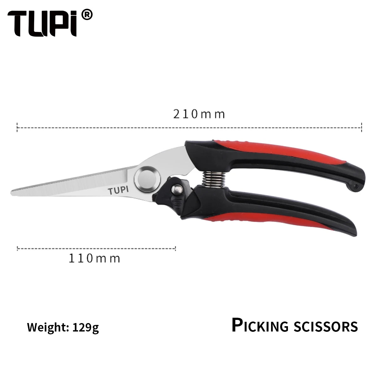 TUPI Stainless Steel Pruning Shears Sharp Branch Scissors with Non Slip Handle for Garden Fruit Tree Trimming Tools