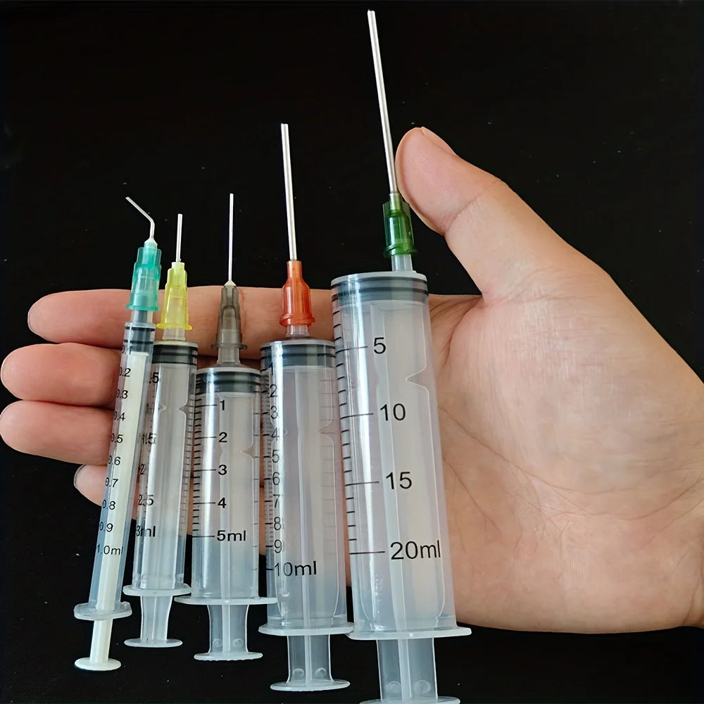 14/10pcs Syringe Set with Blunt Needles, Various Size1ml,3ml,5ml,10ml,20ml,60ml,Plastic, for Refilling, Measuring, Scientif