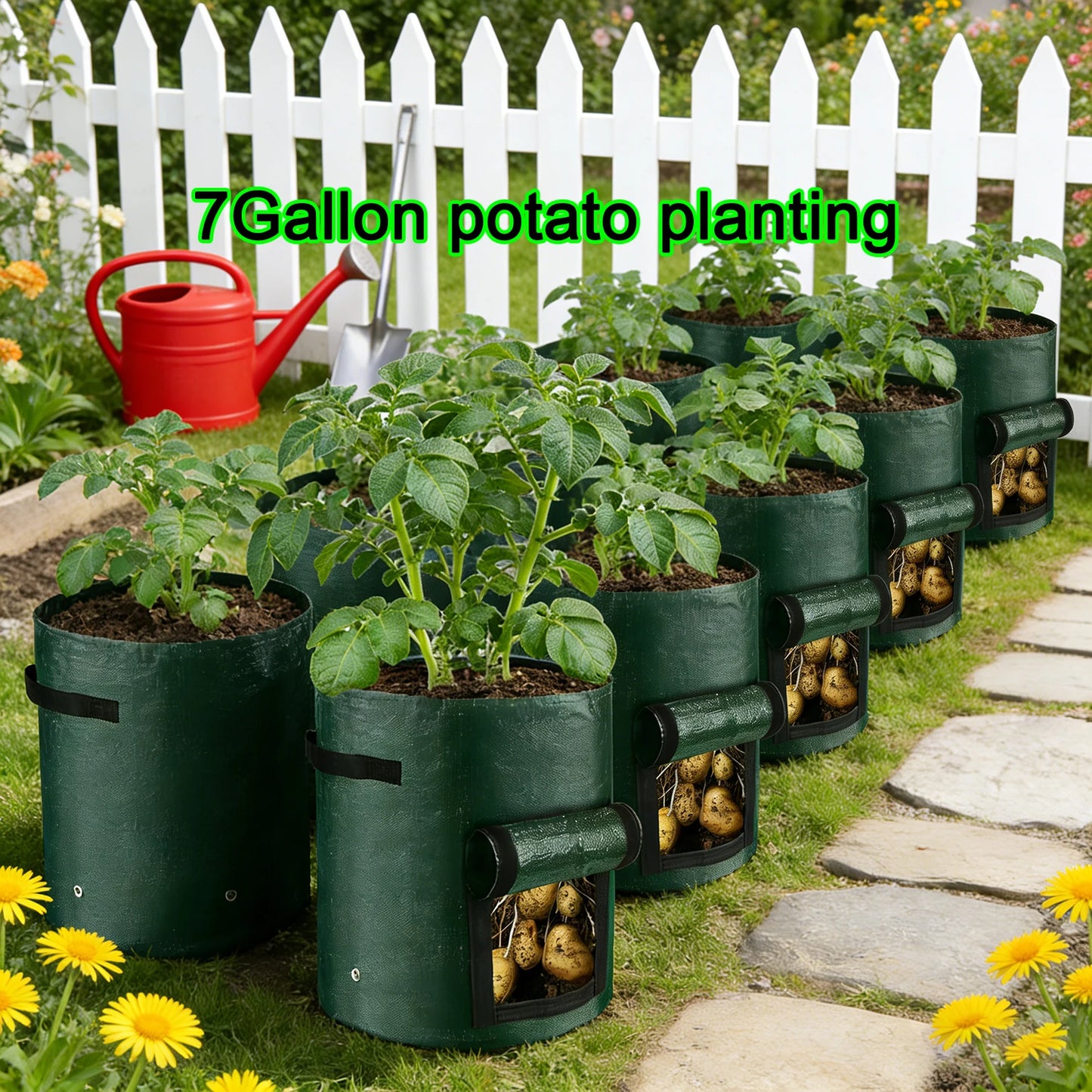 50PCS 7 Gallon Grow Bags for Vegetables Plants with Handles Pots for Plants Form for Garden Flower Pots for Outdoor &Living Room