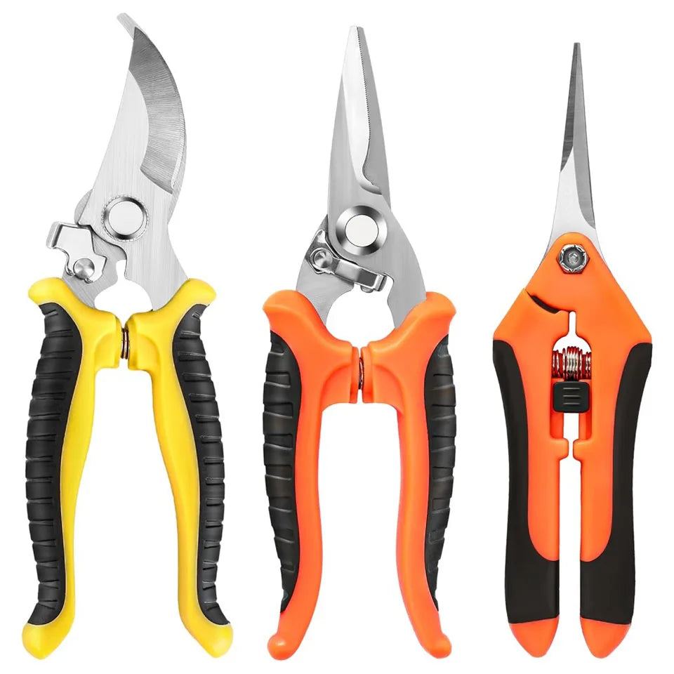 3PCS Gardening Scissors Set Ergonomic Non-Slip Handles Safety Lock Pruning Shears Beginner Gardening Set Can Cut Roses and More!