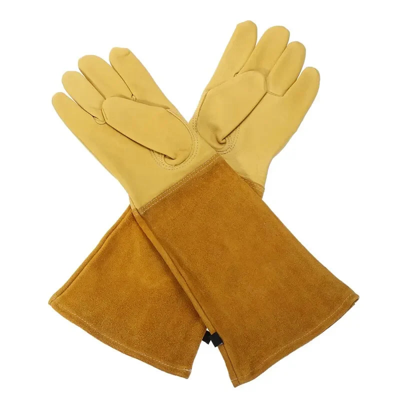 1 Pair Gardening Rose Pruning Gauntlet Heavy Duty Gloves Thorn Proof Long Sleeve Work Welding Garden Gloves