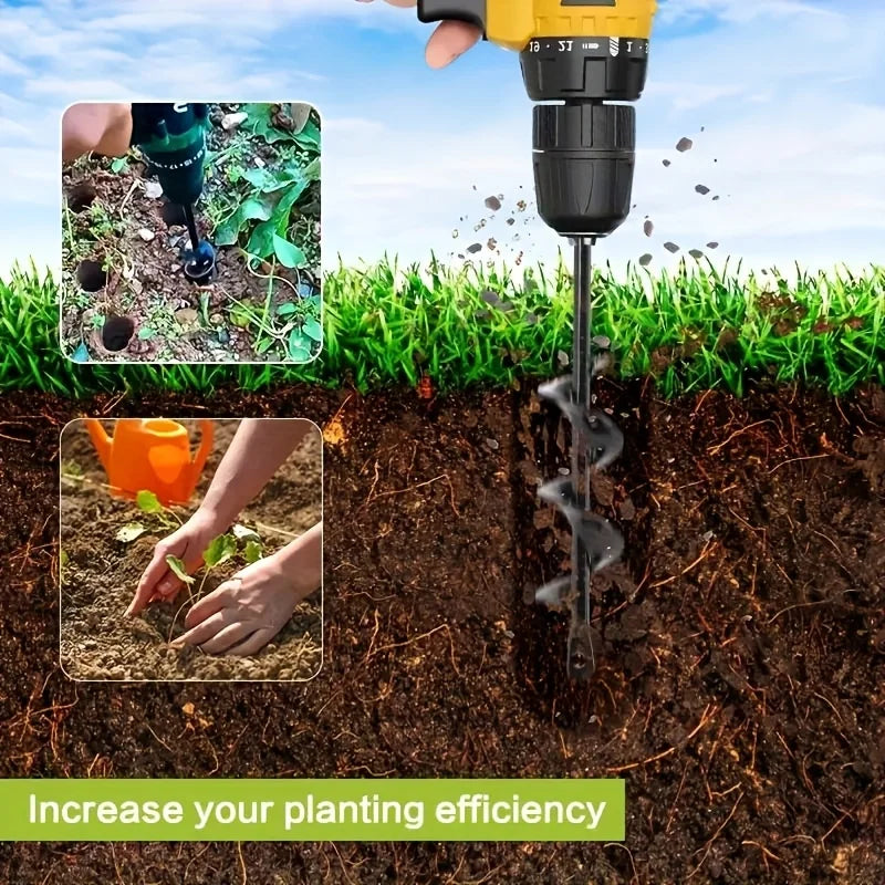 Auger Drill Bit Set for Planting -Spiral Hole Punch, Bits for Easy Planting & Soil Loosening, Compatible with Electric Drills