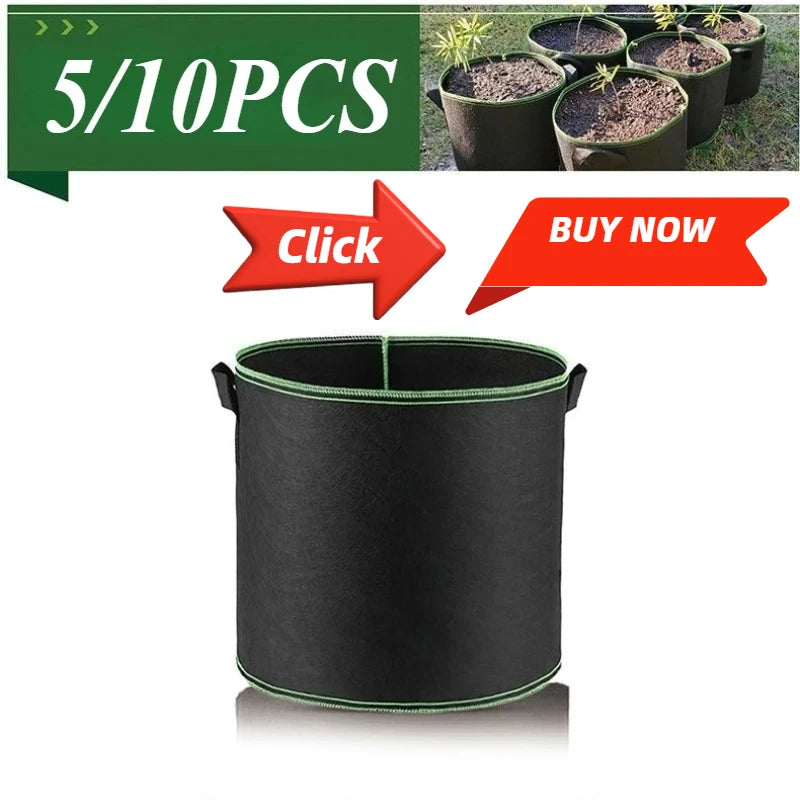 Vegetable/Flower/Plant Grow Bags 2/3/5/7/10 Gallon Thickened Non-Woven Grow Bags Aeration Fabric Pots with Handles Flower Pot