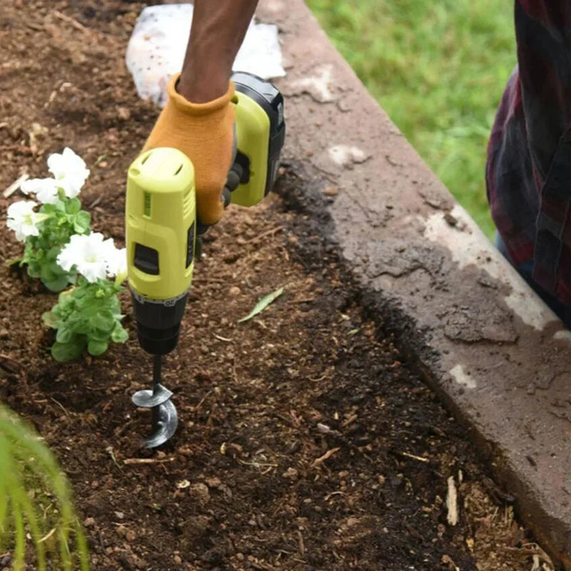 Garden Earth Auger Spiral Drill Bit for Planting Flowers & Vegetables – Manual or Electric Drill Hole Digger for Soil Loosening