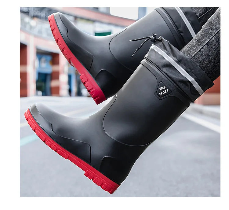 German Style Thickened Long High-Tube Rain Boots Men's Anti-Slip Outdoor Camping Fishing Snake Bite Proof Water Shoes