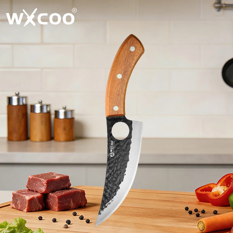 WXCOO Hand Forged Chef Knife Full Tang Butcher Knife Meat Cleaver for Cutting Meat Vegetables Kitchen Cooking Boning Knife