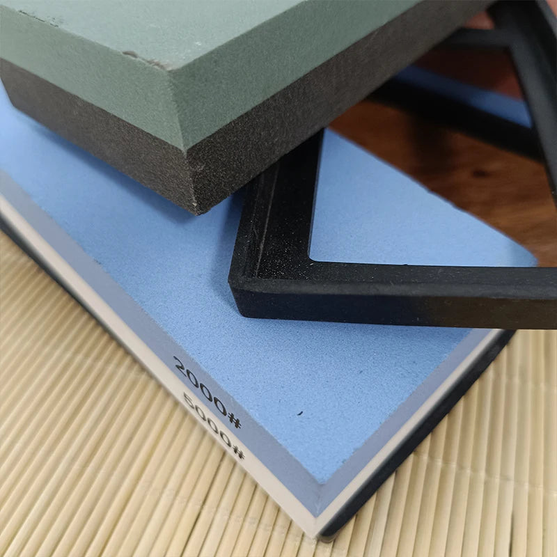 Professional Knife Sharpening Stone Kit 400/1000 3000/8000 Grit Non-slip Bamboo Base Double-side Knife Whetstone Angle guide