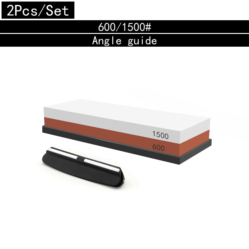 2in1 Professional Sharpening stones Knife sharpener Double-side Whetstone Grinder stone Watster stone Bamboo base Angle guide