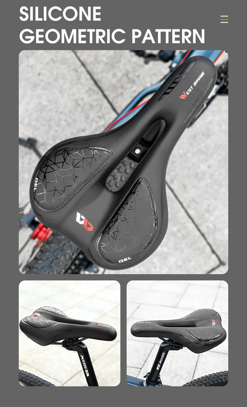 WEST BIKING MTB Bike Bicycle Saddle Rail Hollow Breathable Absorption Rainproof Soft Comfortable Sponge Casual Road Cycling Seat