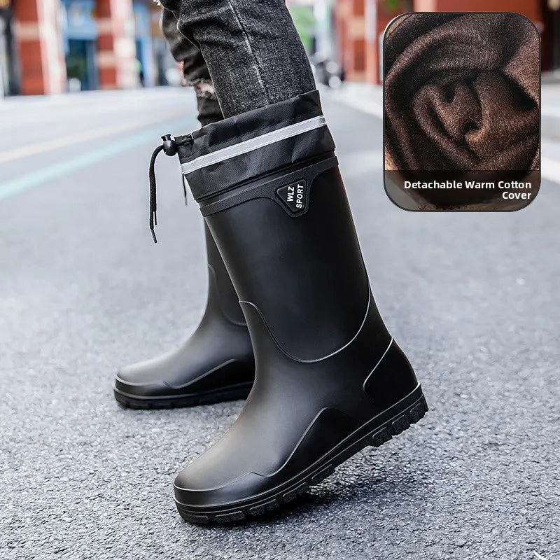 German Style Thickened Long High-Tube Rain Boots Men's Anti-Slip Outdoor Camping Fishing Snake Bite Proof Water Shoes