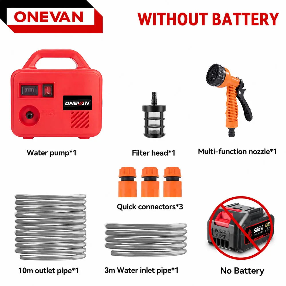 ONEVAN 260W Portable Electric Water Sprayer Lawn Sprinkler 150M Cordless Water Pump Garden Watering Tools For Makita Battery Pin
