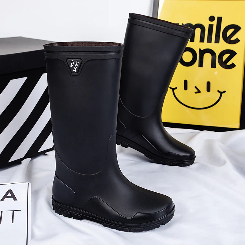German Style Thickened Long High-Tube Rain Boots Men's Anti-Slip Outdoor Camping Fishing Snake Bite Proof Water Shoes