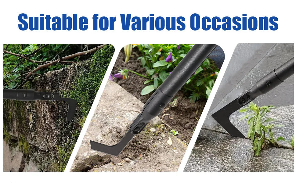Crack Weeder Tool Long Handle Crack Weeder Crevice Weeding Tool L Shaped Multiple Sharp Blades Efficient Weeding for Narrow Spac