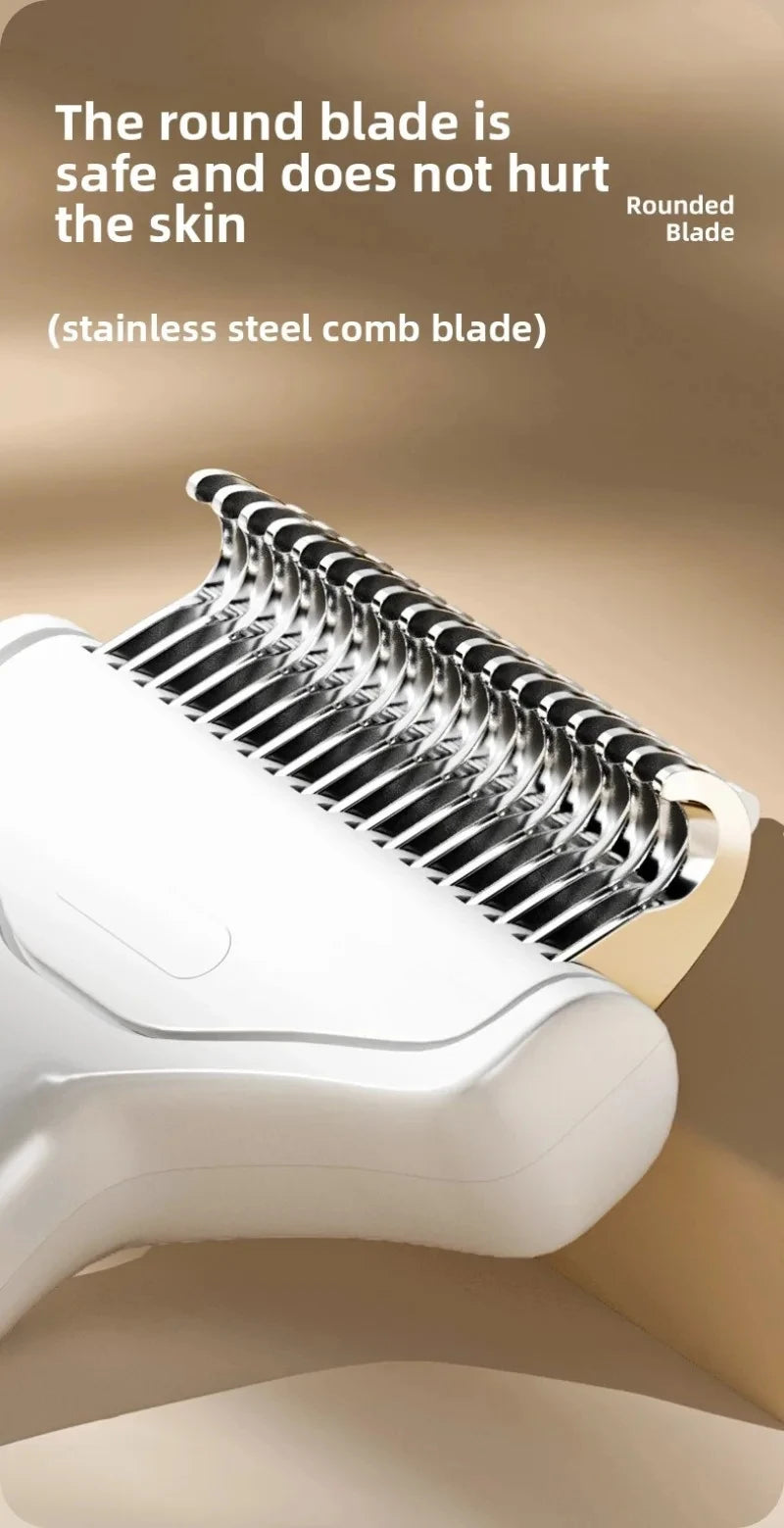 Pet Hair Removal Comb Curved Stainless Steel Teeth for Dogs Cats Detangling Brush for Long Thick Hair Professional Grooming Tool