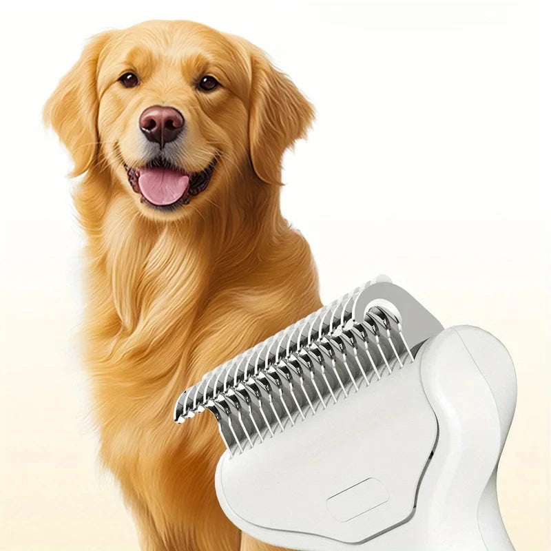 Pet Hair Removal Comb Curved Stainless Steel Teeth for Dogs Cats Detangling Brush for Long Thick Hair Professional Grooming Tool