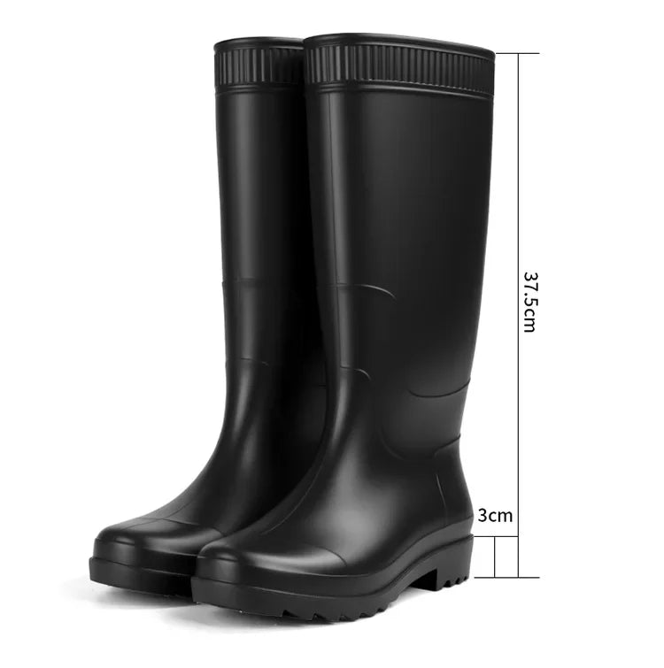 Men's Fashionable Long Tube Rain Boots Anti-Slip Waterproof Wear-Resistant Outdoor Fishing Car Wash Thick Bottom Shoes