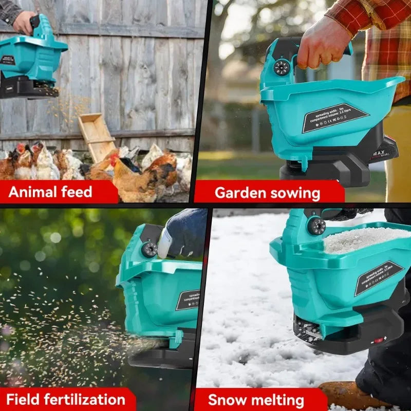 6 Gears Automatic Fertilizer Spreader Handheld Electric Fertilizer Spreader Grass Seed Vegetable Garden Power Tools Agricultural