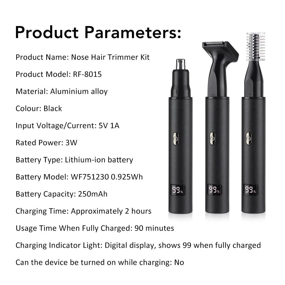 3 in 1 Mini Pocket Nose Hair Trimmer Painless Clipper Nose Ears Hair Eyebrow Waterproof Portable Trimmer For Men Women