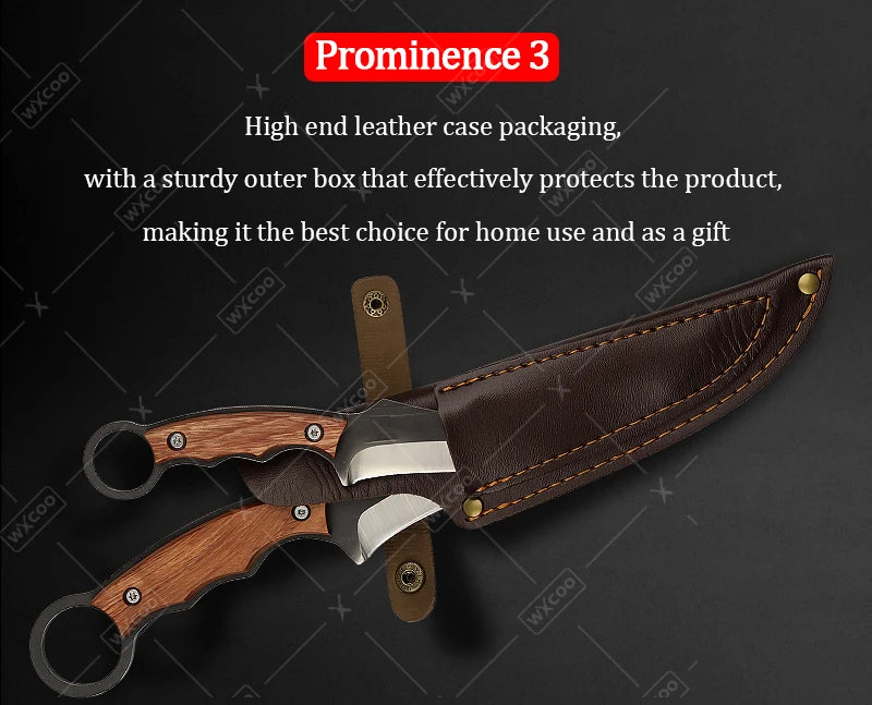 WXCOO Hand-Forged Butcher Knife Stainless Steel Kitchen Knife Full Tang Meat Cleaver Boning Chef Knife for Barbecue Cooking
