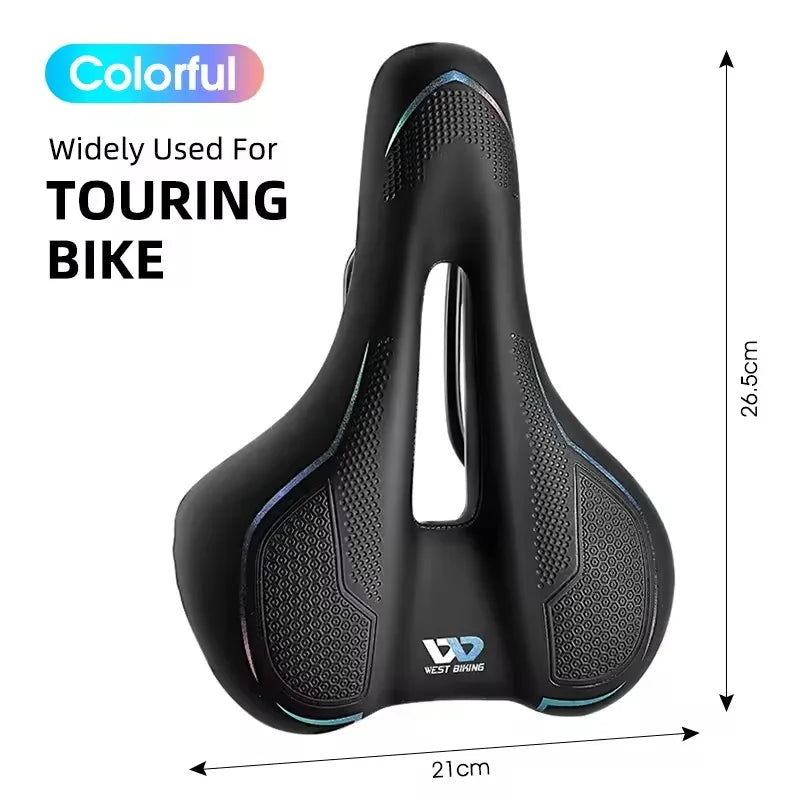 WEST BIKING MTB Bike Bicycle Saddle Rail Hollow Breathable Absorption Rainproof Soft Comfortable Sponge Casual Road Cycling Seat