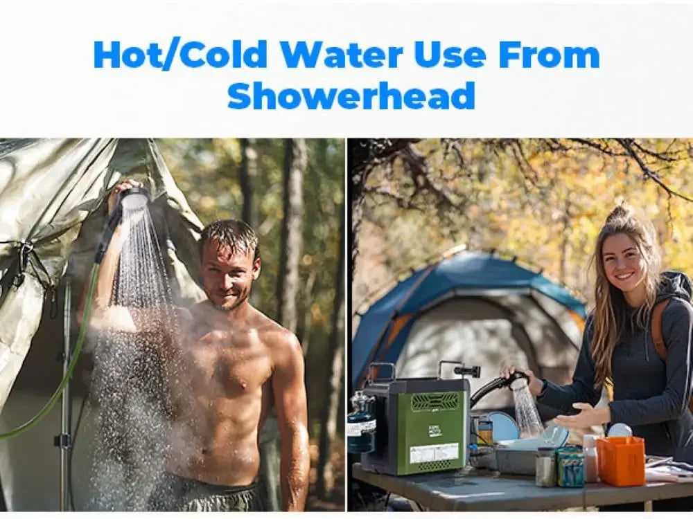 UTV Portable Shower Botane Outdoor Water Heater with Pump Max 100 Mins 3s Instant Hot 20,000 BTU 4000mAh Rechargeable Battery