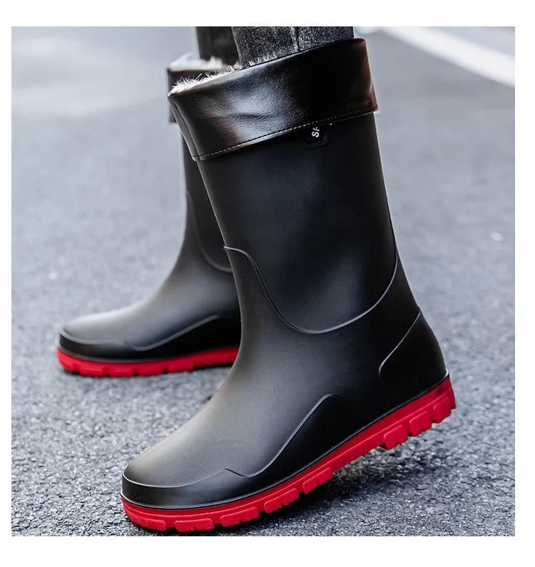 German Style Thickened Long High-Tube Rain Boots Men's Anti-Slip Outdoor Camping Fishing Snake Bite Proof Water Shoes