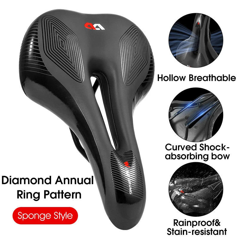 WEST BIKING MTB Bike Bicycle Saddle Rail Hollow Breathable Absorption Rainproof Soft Comfortable Sponge Casual Road Cycling Seat